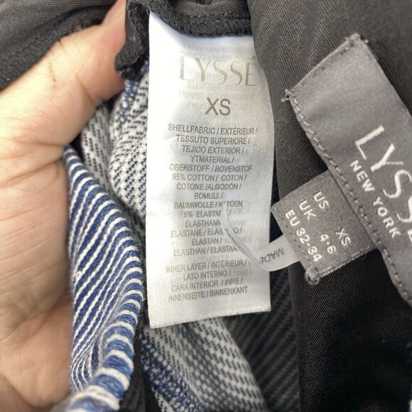 Lysse Leggings Pants Women Size XS Blue Railroad Stripe Slimming Pull on - Picture 11 of 12
